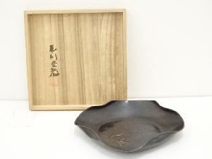 玉川堂造　銅撫角菓子器（共箱）